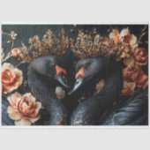 Valentinstag Black Swan Red Florals Decoupage Seidenpapier (Vorderseite)