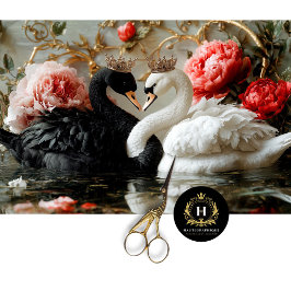 Valentinstag Black Swan Red Florals Decoupage Seidenpapier