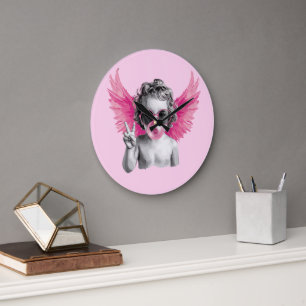 Valentinstag Bläst Bubble Cupid Valentinstag  Große Wanduhr