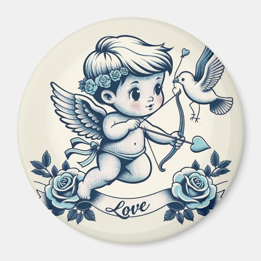 Valentinstag blauer Cupid Magnet (Vorne)