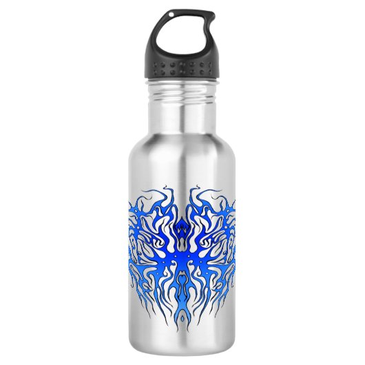 Valentinstag Blauer Herzstamm Tattoo Edelstahlflasche (Vorderseite)