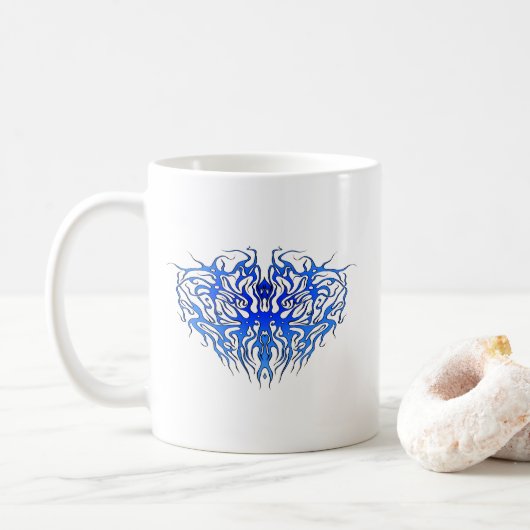 Valentinstag Blauer Herzstamm Tattoo Kaffeetasse (Mit Donut)