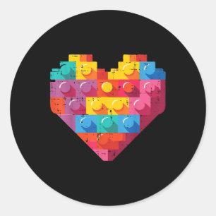 Valentinstag Blocks Heart Bricks Boys Girls Kinder Runder Aufkleber