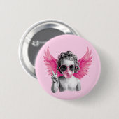 Valentinstag Blowing Bubble Cupid Valentinstag Button (Vorne & Hinten)