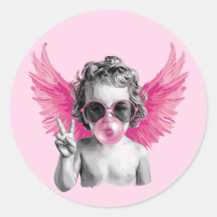 Valentinstag Blowing Bubble Cupid Valentinstag  Runder Aufkleber