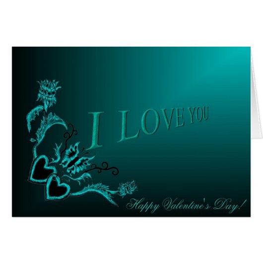 Valentinstag - Blume Herz und Schmetterling (Vorderseite (Horizontal))