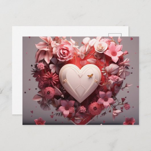 Valentinstag Blume Herzgeschenk Postkarte für ihn (Vorne/Hinten)