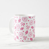 Valentinstag Blume Ribbon Hearts Pink Kaffeetasse (Vorderseite Links)
