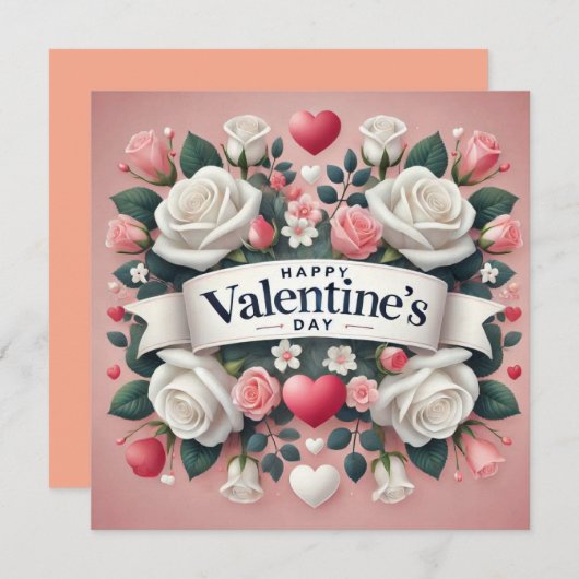 Valentinstag Blumendesign Feiertagskarte (Vorne/Hinten)