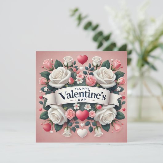 Valentinstag Blumendesign Feiertagskarte (Stehend Vorderseite)