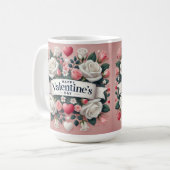 Valentinstag Blumendesign Kaffeetasse (Vorderseite Links)