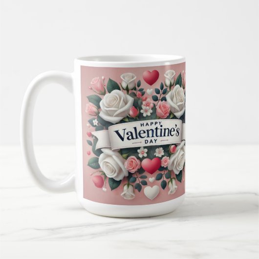Valentinstag Blumendesign Kaffeetasse (Links)