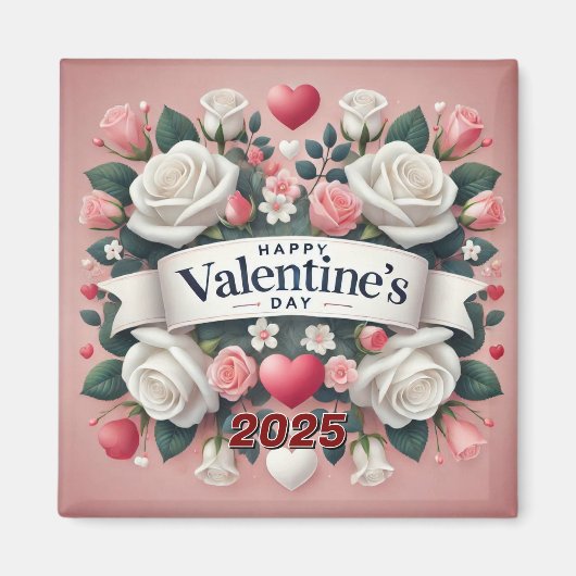 Valentinstag Blumendesign Magnet (Vorne)