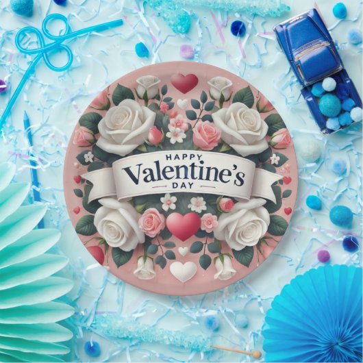 Valentinstag Blumendesign Pappteller (Party)