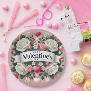 Valentinstag Blumendesign Pappteller