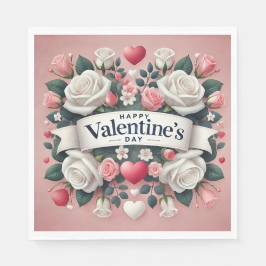 Valentinstag Blumendesign Serviette (Vorderseite)