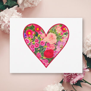 Valentinstag-Blumenherz - Rosa rote Liebe Feiertagspostkarte