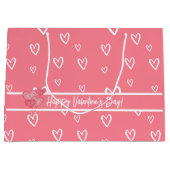 Valentinstag Blush Herzmuster Große Geschenktüte (Vorderseite)