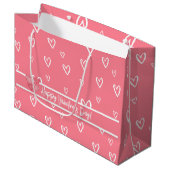 Valentinstag Blush Herzmuster Große Geschenktüte (Vorderseite Schrägansicht)