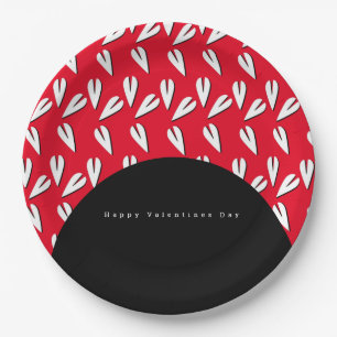 Valentinstag Bogen und Herzen Muster Pappteller