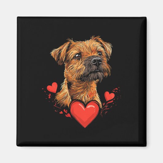 Valentinstag Border Terrier Magnet (Vorne)