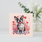 Valentinstag Boston Terrier Dog Feiertagskarte (Stehend Vorderseite)