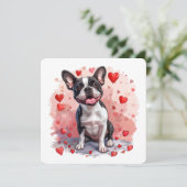 Valentinstag Boston Terrier Dog Feiertagskarte (Stehend Vorderseite)