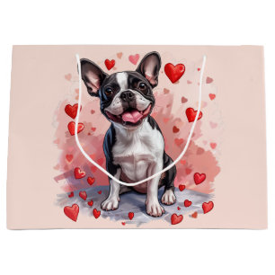 Valentinstag Boston Terrier Dog Große Geschenktüte