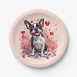 Valentinstag Boston Terrier Dog Pappteller
