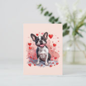 Valentinstag Boston Terrier Dog Postkarte (Stehend Vorderseite)