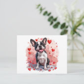 Valentinstag Boston Terrier Dog Postkarte (Stehend Vorderseite)
