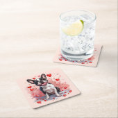 Valentinstag Boston Terrier Dog Rechteckiger Pappuntersetzer (Vor Ort)