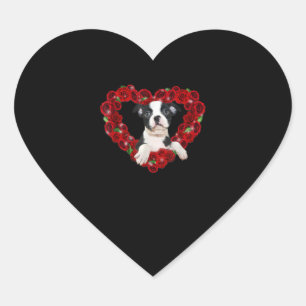 Valentinstag Boston Terrier Heart Rose Geschenk Hu Herz-Aufkleber