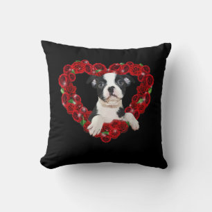 Valentinstag Boston Terrier Heart Rose Geschenk Hu Kissen