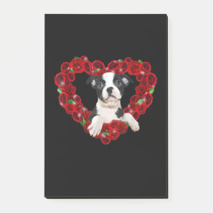 Valentinstag Boston Terrier Heart Rose Geschenk Hu Post-it Klebezettel