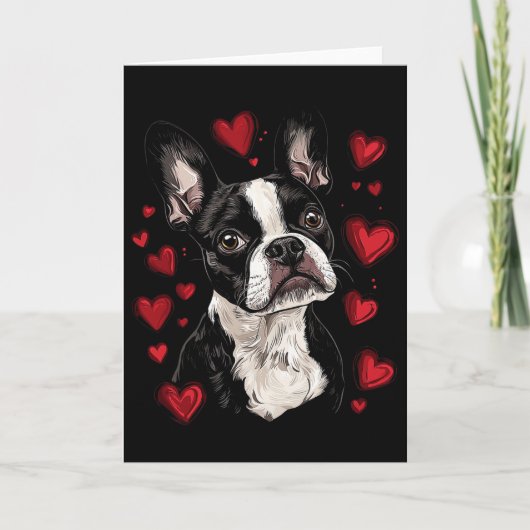 Valentinstag Boston Terrier Karte (Vorderseite)