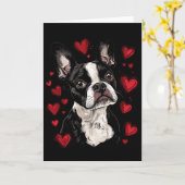 Valentinstag Boston Terrier Karte (Gelbe Blume)