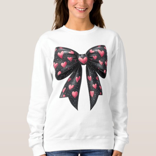 Valentinstag Bow mit Herz Sweatshirt (Vorderseite)