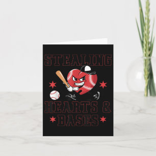 Valentinstag Boys Baseball Player Stealing Heart Karte