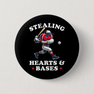 Valentinstag Boys Baseball Spieler Stealing Hear Button