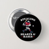 Valentinstag Boys Baseball Spieler Stealing Hear Button (Vorne & Hinten)