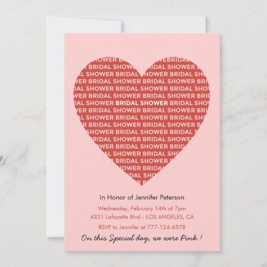 Valentinstag Brautdusche Einladung Liebling (Vorderseite)