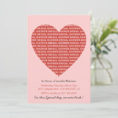 Valentinstag Brautdusche Einladung Liebling (Stehend Vorderseite)