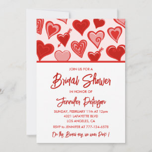 Valentinstag-Brautparty-Einladung Rot Pink Einladung