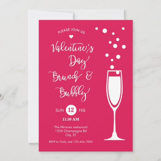Valentinstag Brunch & Bubble Einladung (Vorderseite)