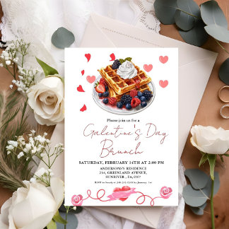 Valentinstag-Brunch-Party zwischen Rosa und Rotem Einladung