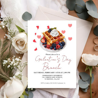 Valentinstag-Brunch-Party zwischen Rosa und Rotem Einladung