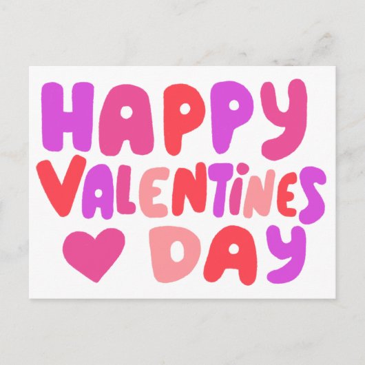 Valentinstag Bubble Letters Groovy Curvy Retro Postkarte (Vorderseite)