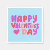 Valentinstag Bubble Letters Groovy Curvy Retro Serviette (Vorderseite)