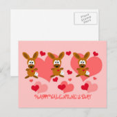 Valentinstag Bunnies Postkarte (Vorne/Hinten)